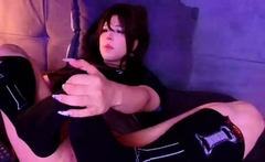 Shemale tranny enjoying solo masturbation