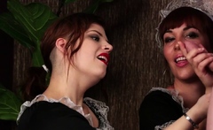 CFNM Maid babes giving HJ to lover