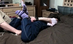 Donna: Hogtied in Overalls, Orgasms