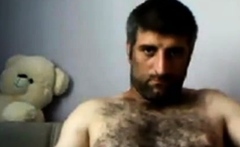 Big-Cock Turkish Bear Masturbates on Webcam