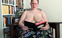 Busty curly brunette with big boobs fucks on couch