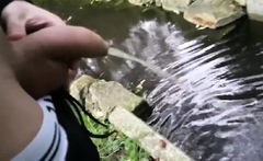 Pissing Outdoors With A Big Cock Twink
