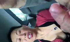 Asian Milf Gives A Handjob In A Car